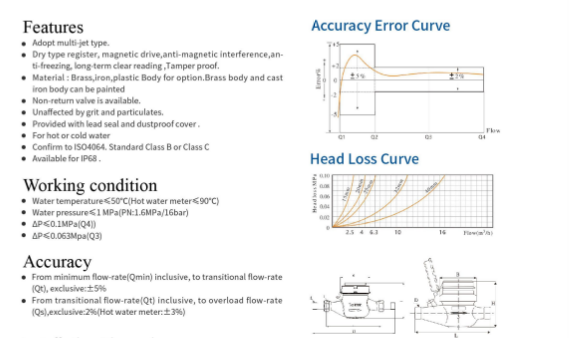 Multi-Jet Dry Type Vane Wheel Water Meter DN(15-50) - Image 2